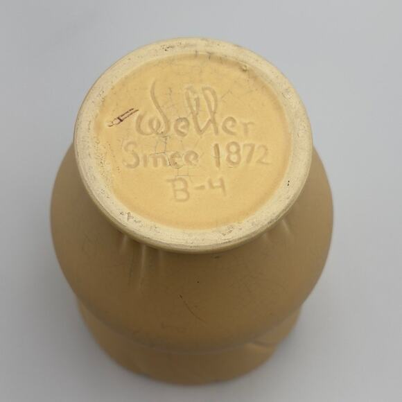 Vintage Art Deco Weller Art Pottery Vase Floral Scalloped Antique Ceramic B-4 - Picture 5 of 11